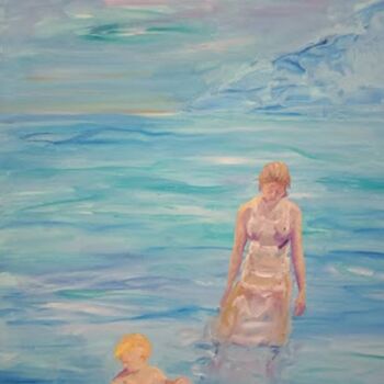 Painting titled "Blue Colour:Sea n S…" by Evi Panteleon, Painter, Original Artwork, Oil