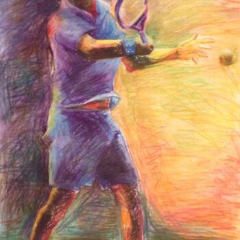 Pittura intitolato "3. Tennis in Art :…" da Evi Panteleon, Painter, Opera d'arte originale, Olio