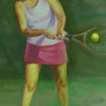 Pintura titulada "Tennis in Art: FORH…" por Evi Panteleon, Painter, Obra de arte original, Oleo