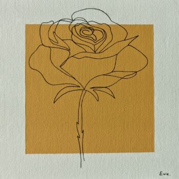 Painting titled "Rose minimaliste" by Evie. R, Original Artwork, Acrylic