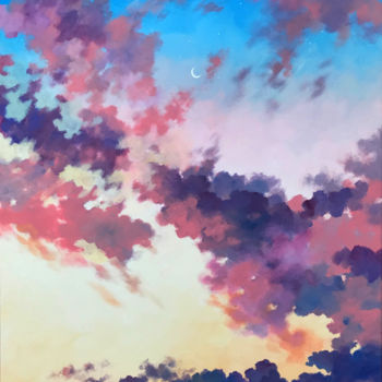 Ζωγραφική με τίτλο "Elusive Sunset" από Elena Weinstadt, Αυθεντικά έργα τέχνης, Ακρυλικό