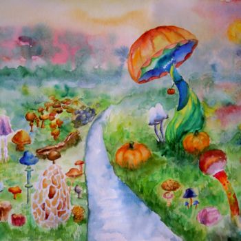 Peinture intitulée "Service of pumpkins" par Evgeniya Degtyareva, Œuvre d'art originale, Huile