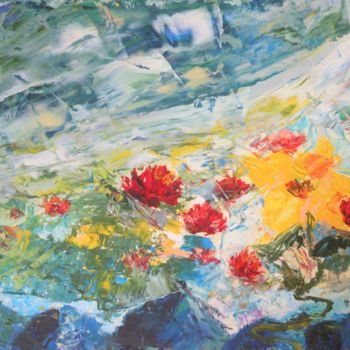 Painting titled "Flowers in the moun…" by Evgeniya Degtyareva, Original Artwork, Oil
