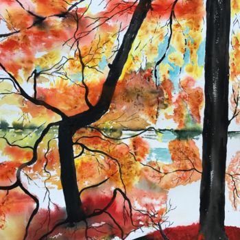 Painting titled "Autumn" by Ewa Helzen, Original Artwork