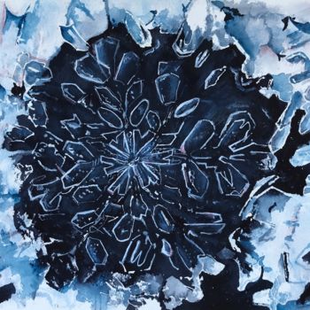 Painting titled "Ice cristal" by Ewa Helzen, Original Artwork, Watercolor