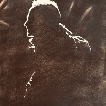 Картина под названием "Man in the dark" - Ewa Helzen, Подлинное произведение искусства, Акварель