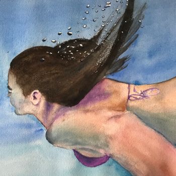 Malarstwo zatytułowany „Diving” autorstwa Ewa Helzen, Oryginalna praca, Akwarela