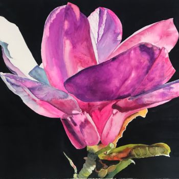 Painting titled "Tulip Tree" by Ewa Helzen, Original Artwork, Watercolor
