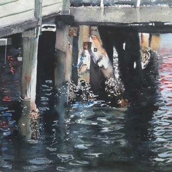 제목이 "Manly Wharf Sydney"인 미술작품 Ewa Helzen로, 원작, 수채화