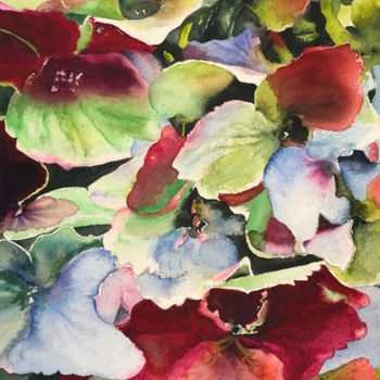 Painting titled "Colorful Hydrangea" by Ewa Helzen, Original Artwork, Watercolor