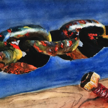 Malarstwo zatytułowany „Rusty chain” autorstwa Ewa Helzen, Oryginalna praca, Akwarela