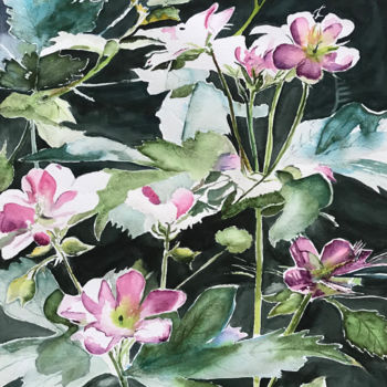 Painting titled "Mid Summer Flowers" by Ewa Helzen, Original Artwork, Watercolor