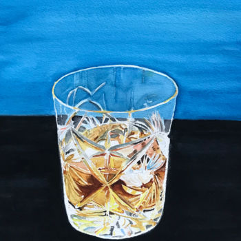 Pittura intitolato "Whisky on the Rocks" da Ewa Helzen, Opera d'arte originale, Acquarello