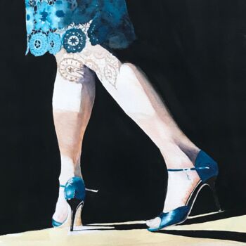 Картина под названием "Dancing Queen" - Ewa Helzen, Подлинное произведение искусства, Акварель