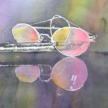 Malerei mit dem Titel "Sunglasses" von Ewa Helzen, Original-Kunstwerk, Aquarell