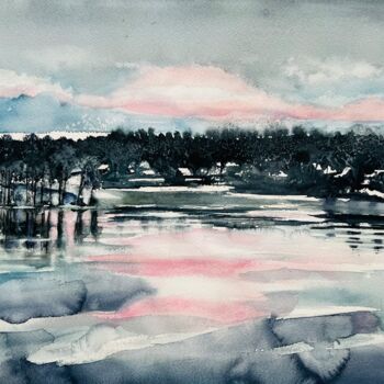 Painting titled "Some ice is on the…" by Ewa Helzen, Original Artwork, Watercolor