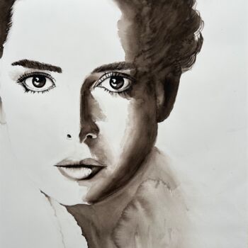 Malerei mit dem Titel "Bella Donna" von Ewa Helzen, Original-Kunstwerk, Aquarell