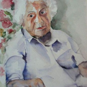 Painting titled "Old Lady" by Ewa Helzen, Original Artwork, Watercolor