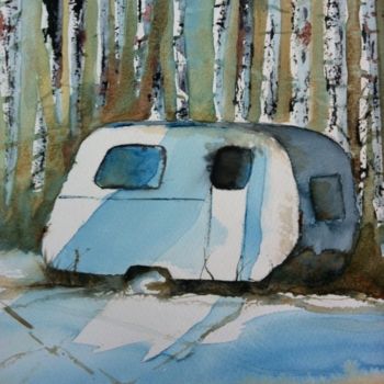 Painting titled "Life in the forest" by Ewa Helzen, Original Artwork, Watercolor