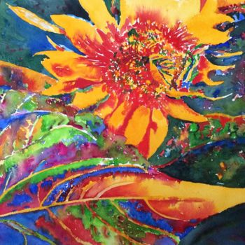 「Sunflower.jpg」というタイトルの絵画 Ewa Helzenによって, オリジナルのアートワーク, 水彩画