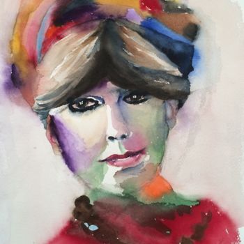 Painting titled "Strong woman.jpg" by Ewa Helzen, Original Artwork, Watercolor