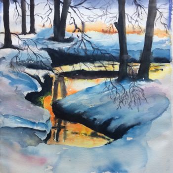 Peinture intitulée "Winter.jpg" par Ewa Helzen, Œuvre d'art originale, Aquarelle