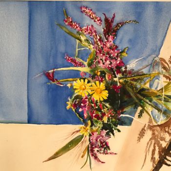 Painting titled "Springflowers" by Ewa Helzen, Original Artwork, Watercolor