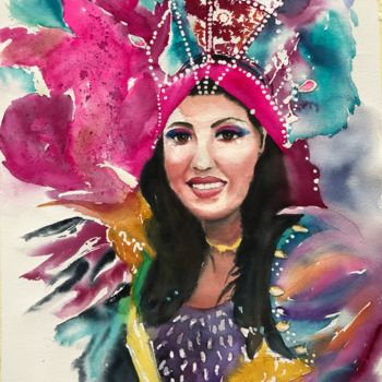 Malerei mit dem Titel "Carnival" von Ewa Helzen, Original-Kunstwerk, Aquarell