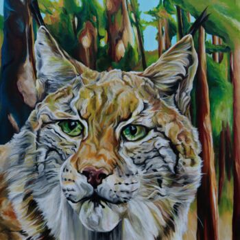 Painting titled "Lynx" by Ewa Hewelt, Original Artwork, Acrylic