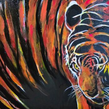 Pittura intitolato "Tiger,  tiger burni…" da Ewa Mościszko, Opera d'arte originale, Acrilico