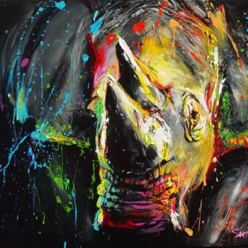 Peinture intitulée "Rhino" par Ewa Switala, Œuvre d'art originale, Acrylique