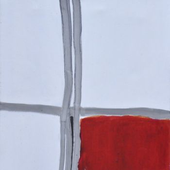 Pintura intitulada "hiver rectangle rou…" por Ewa Held, Obras de arte originais