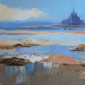 Peinture intitulée "Mont Saint-Michel" par Ewa Rzeznik, Œuvre d'art originale, Huile