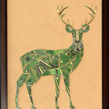 Sculpture titled "Adorable Deer" by Vishwanath Mallabadi Davangere, Original Artwork, Collages