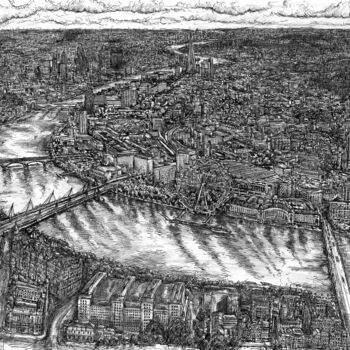 Dibujo titulada "London Panoramic Dr…" por Ewen Macaulay, Obra de arte original, Tinta