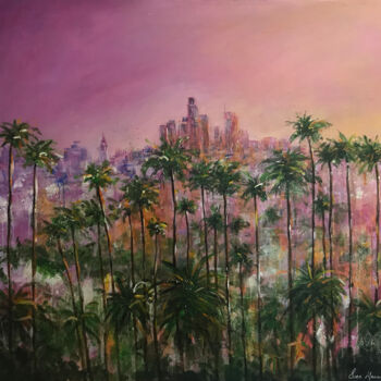 Painting titled "L.A at dusk" by Ewen Macaulay, Original Artwork, Acrylic