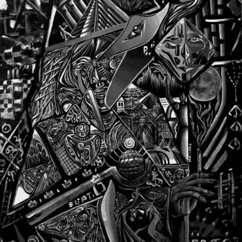 Schilderij getiteld "Black magic cult.In…" door Danil Turkin (EXCULAT), Origineel Kunstwerk, Acryl