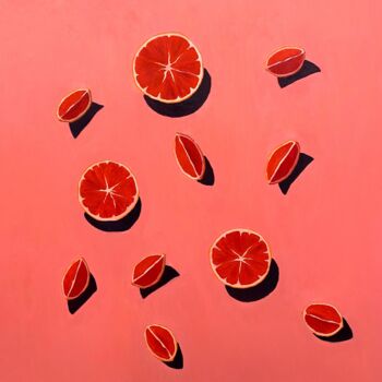 Painting titled "ORANGES — CONTEMPOR…" by Ildar Minnegalimov (exesalle), Original Artwork, Oil Mounted on Wood Stretcher fra…