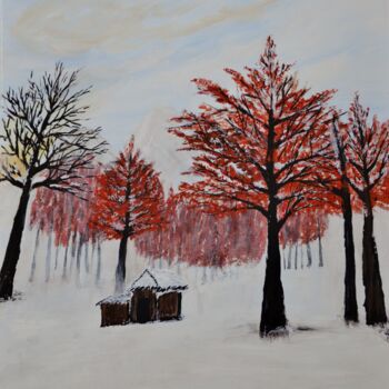 "Red snow" başlıklı Tablo Expressions tarafından, Orijinal sanat, Akrilik Ahşap Sedye çerçevesi üzerine monte edilmiş