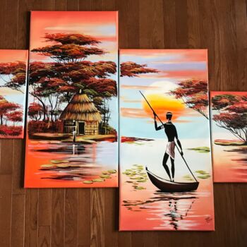 Painting titled "Serenity in Sunset…" by Expressions, Original Artwork, Acrylic