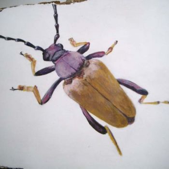Painting titled "coleoptere detail" by Exuvie, Original Artwork