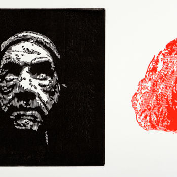 「Rocher Roger 3」というタイトルの製版 Etienne Eymard Duvernayによって, オリジナルのアートワーク, Linocuts