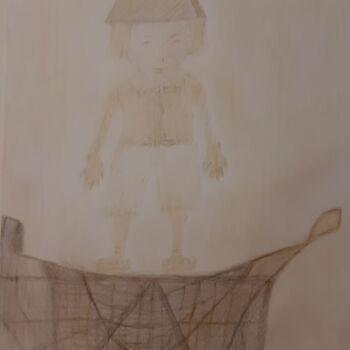 "Çocuk ve dünyası" başlıklı Resim Eyşan Utku tarafından, Orijinal sanat, Kalem