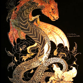 Zeichnungen mit dem Titel "The Dragon" von Ekaterina Zavodun, Original-Kunstwerk, Marker