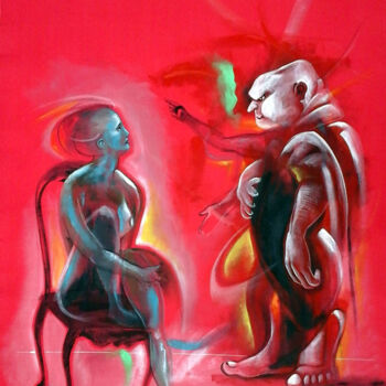 Painting titled "Únete a la Conversa…" by Ezequiel Eduardo Calleja Pérez, Original Artwork, Acrylic