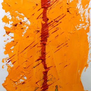 Painting titled "Orange fragment" by Ezio Grelli, Original Artwork, Acrylic