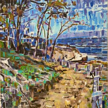 제목이 "Coast Trail"인 미술작품 Ezra Bejar로, 원작, 아크릴 나무 들것 프레임에 장착됨
