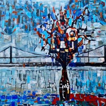 Картина под названием "Cosmic Race" - Ezra Bejar, Подлинное произведение искусства, Акрил Установлен на Деревянная рама для…