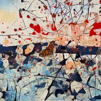 Картина под названием "A Butterfly in the…" - Ezra Bejar, Подлинное произведение искусства, Масло Установлен на Деревянная р…