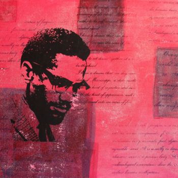Estampas & grabados titulada "Malcolm X red" por Florian Arendt, Obra de arte original, Serigrafía